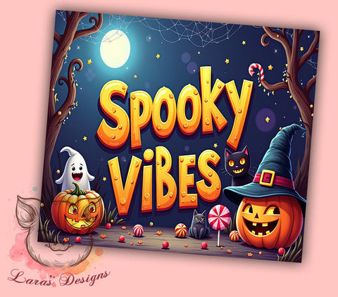 Halloween Ghost 20 oz Skinny Tumbler Sublimation Design, Straight & Tapered Tumbler Png, Spooky Vibes Ghosts Tumbler Png, Digital Download PNG Sublimation Lara' s Designs 