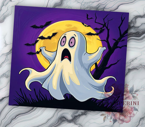 Halloween Ghost 20 oz Skinny Tumbler Sublimation Design, Straight & Tapered Tumbler Png, Trendy Spooky Ghost Tumbler Png, Digital Download PNG Sublimation Li Zamperini 