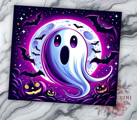 Halloween Ghost 20 oz Skinny Tumbler Sublimation Design, Straight & Tapered Tumbler Png, Trendy Spooky Ghost Tumbler Png, Digital Download PNG Sublimation Li Zamperini 