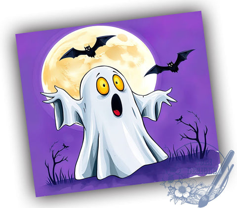 Halloween Ghost 20oz Skinny Tumbler PNG, Spooky Ghost Tumbler Sublimation Wrap, Straight & Tapered Tumbler Wrap, Instant Digital Download Sublimation ToriDesigns 