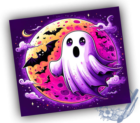 Halloween Ghost 20oz Skinny Tumbler PNG, Spooky Ghost Tumbler Sublimation Wrap, Straight & Tapered Tumbler Wrap, Instant Digital Download Sublimation ToriDesigns 