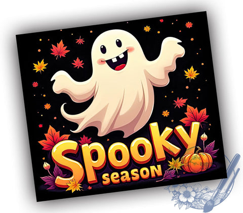 Halloween Ghost 20oz Skinny Tumbler PNG, Spooky Season Tumbler Sublimation Wrap, Straight & Tapered Tumbler Wrap, Instant Digital Download Sublimation ToriDesigns 