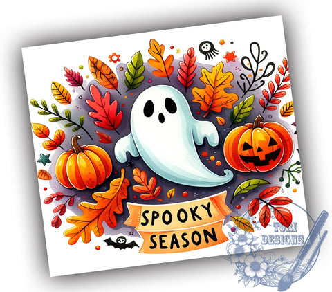 Halloween Ghost 20oz Skinny Tumbler PNG, Spooky Season Tumbler Sublimation Wrap, Straight & Tapered Tumbler Wrap, Instant Digital Download Sublimation ToriDesigns 