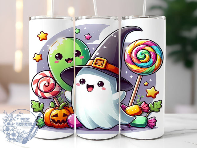 Halloween Ghost 20oz Skinny Tumbler PNG, Spooky Season Tumbler Sublimation Wrap, Straight & Tapered Tumbler Wrap, Instant Digital Download Sublimation ToriDesigns 