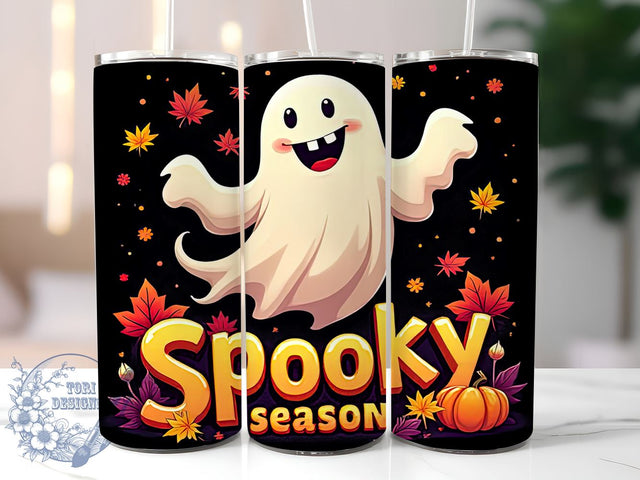 Halloween Ghost 20oz Skinny Tumbler PNG, Spooky Season Tumbler Sublimation Wrap, Straight & Tapered Tumbler Wrap, Instant Digital Download Sublimation ToriDesigns 