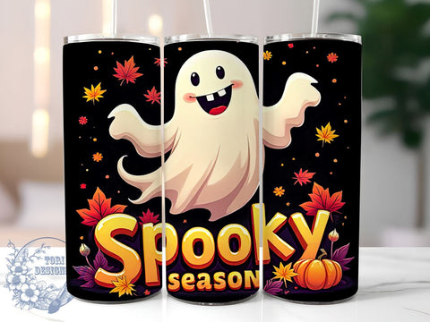 Halloween Ghost 20oz Skinny Tumbler PNG, Spooky Season Tumbler Sublimation Wrap, Straight & Tapered Tumbler Wrap, Instant Digital Download Sublimation ToriDesigns 