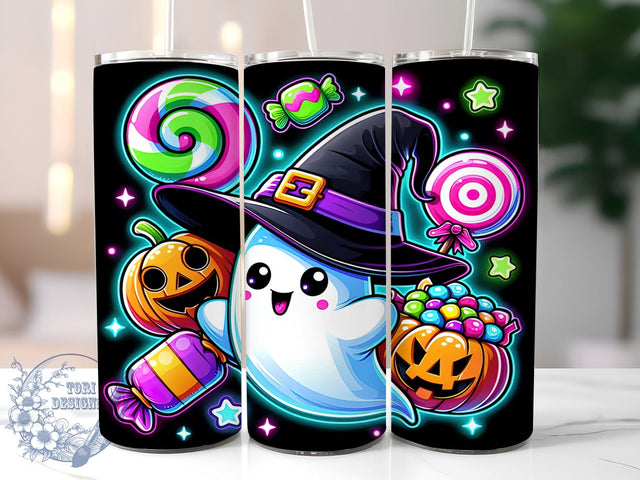 Halloween Ghost 20oz Skinny Tumbler PNG, Spooky Season Tumbler Sublimation Wrap, Straight & Tapered Tumbler Wrap, Instant Digital Download Sublimation ToriDesigns 