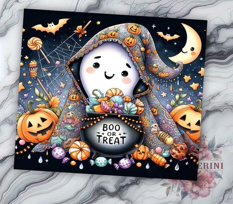 Halloween Ghost 20oz Tumbler Wrap PNG, Cute Ghost Tumbler PNG Sublimation Design, Straight & Tapered Tumbler Wrap, Instant Digital Download Sublimation Li Zamperini 