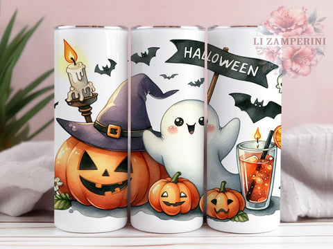 Halloween Ghost 20oz Tumbler Wrap PNG, Halloween Boo Tumbler PNG Sublimation Design, Straight & Tapered Tumbler Wrap, Instant Digital Download Sublimation Li Zamperini 