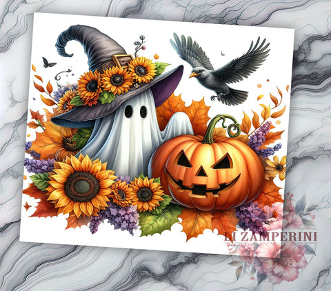 Halloween Ghost 20oz Tumbler Wrap PNG, Spooky Season Tumbler PNG Sublimation Design, Straight & Tapered Tumbler Wrap, Instant Digital Download Sublimation Li Zamperini 