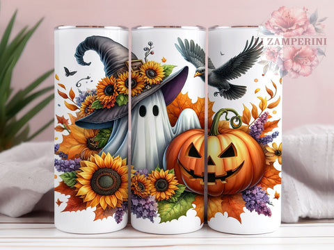 Halloween Ghost 20oz Tumbler Wrap PNG, Spooky Season Tumbler PNG Sublimation Design, Straight & Tapered Tumbler Wrap, Instant Digital Download Sublimation Li Zamperini 