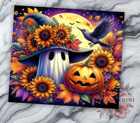 Halloween Ghost 20oz Tumbler Wrap PNG, Spooky Season Tumbler PNG Sublimation Design, Straight & Tapered Tumbler Wrap, Instant Digital Download Sublimation Li Zamperini 