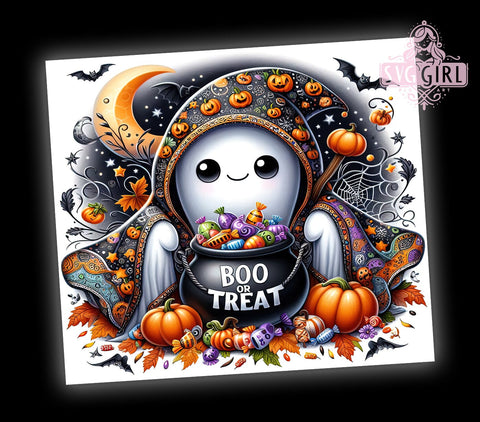 Halloween Ghost 20oz Tumbler Wrap Sublimation Design, Straight Tapered Tumbler Wrap, Cute Ghost Tumbler Png, Instant Digital Download Sublimation SvggirlplusArt 