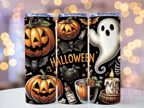 Halloween Ghost 20oz Tumbler Wrap Sublimation Design, Straight Tapered Tumbler Wrap, Halloween Boo Tumbler Png, Instant Digital Download Sublimation SvggirlplusArt 