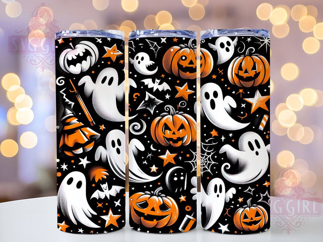 Halloween Ghost 20oz Tumbler Wrap Sublimation Design, Straight Tapered Tumbler Wrap, Spooky Pumpkin Tumbler Png, Instant Digital Download Sublimation SvggirlplusArt 
