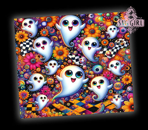 Halloween Ghost 20oz Tumbler Wrap Sublimation Design, Straight Tapered Tumbler Wrap, Spooky Season Tumbler Png, Instant Digital Download Sublimation SvggirlplusArt 