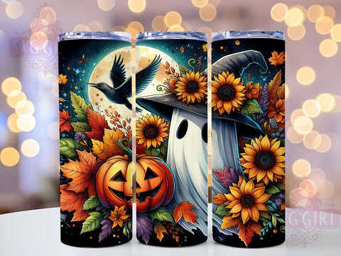 Halloween Ghost 20oz Tumbler Wrap Sublimation Design, Straight Tapered Tumbler Wrap, Spooky Season Tumbler Png, Instant Digital Download Sublimation SvggirlplusArt 
