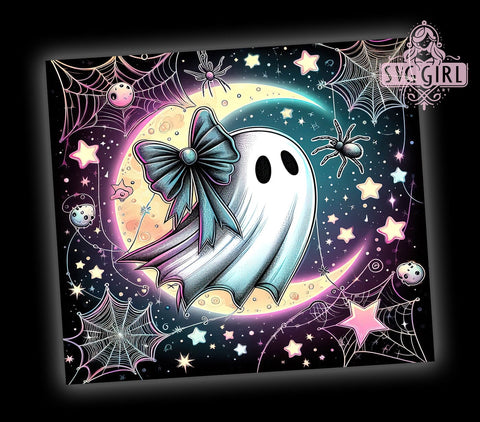 Halloween Ghost 20oz Tumbler Wrap Sublimation Design, Straight Tapered Tumbler Wrap, Trendy Spooky Ghost Tumbler Png, Instant Digital Download Sublimation SvggirlplusArt 