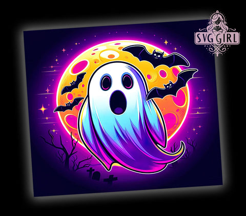 Halloween Ghost 20oz Tumbler Wrap Sublimation Design, Straight Tapered Tumbler Wrap, Trendy Spooky Ghost Tumbler Png, Instant Digital Download Sublimation SvggirlplusArt 