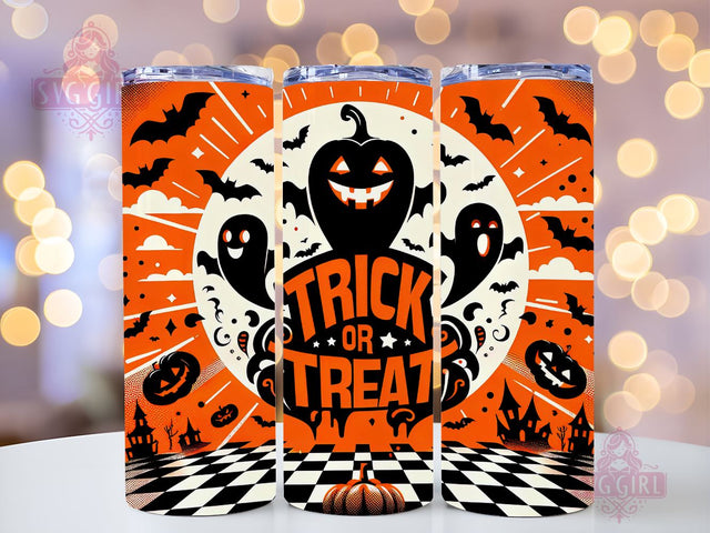 Halloween Ghost 20oz Tumbler Wrap Sublimation Design, Straight Tapered Tumbler Wrap, Trick or Treat Tumbler Png, Instant Digital Download Sublimation SvggirlplusArt 