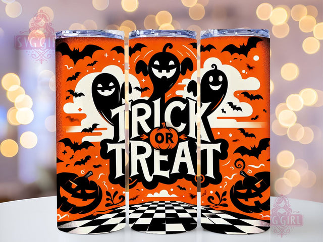 Halloween Ghost 20oz Tumbler Wrap Sublimation Design, Straight Tapered Tumbler Wrap, Trick or Treat Tumbler Png, Instant Digital Download Sublimation SvggirlplusArt 