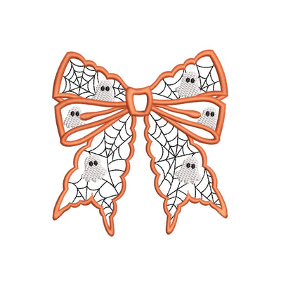 Halloween Ghost and Spider Web Bow Machine Embroidery Design for 5x7–6x10 Digital File Embroidery/Applique DESIGNS Nino Nadaraia 