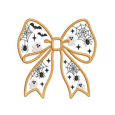 Halloween Ghost and Spider Web Bow Machine Embroidery Design for 5x7–6x10 Digital File Embroidery/Applique DESIGNS Nino Nadaraia 