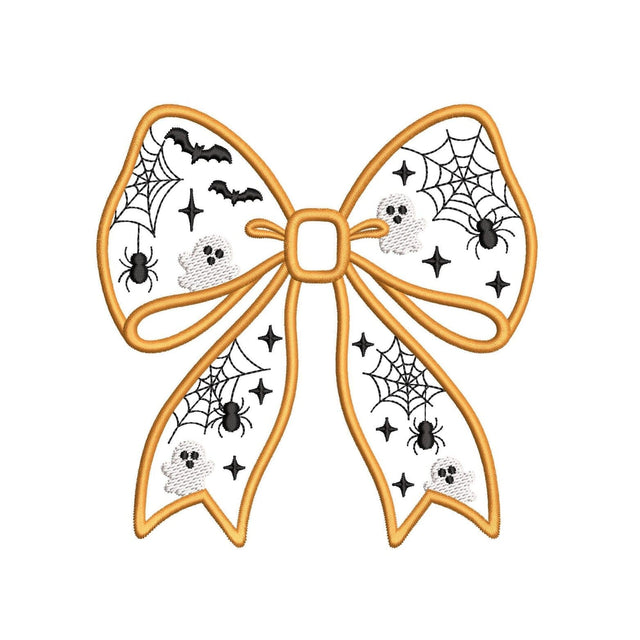 Halloween Ghost and Spider Web Bow Machine Embroidery Design for 5x7–6x10 Digital File Embroidery/Applique DESIGNS Nino Nadaraia 