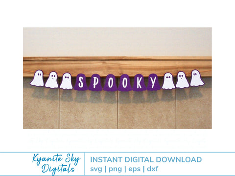 Halloween Ghost Banner SVG paper bunting garland SVG Kyanite Sky Digitals 