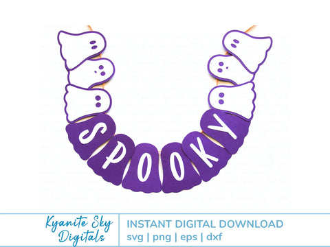 Halloween Ghost Banner SVG paper bunting garland SVG Kyanite Sky Digitals 