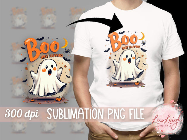 Halloween Ghost Boo Shirt Design, Sublimation PNG, Cute Ghost Graphic Sublimation Luvleigh Digitals 