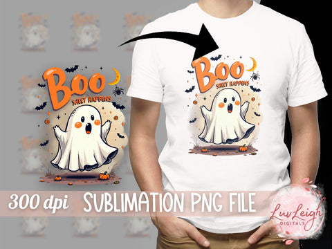 Halloween Ghost Boo Shirt Design, Sublimation PNG, Cute Ghost Graphic Sublimation Luvleigh Digitals 