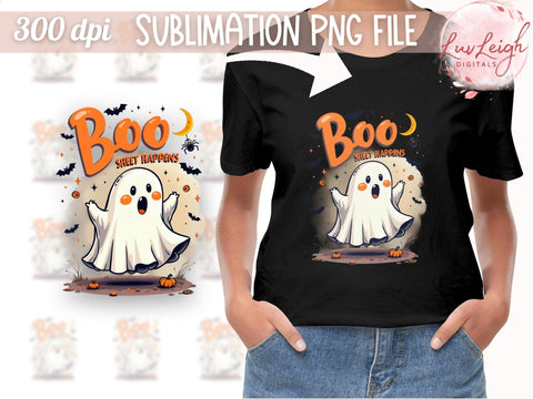 Halloween Ghost Boo Shirt Design, Sublimation PNG, Cute Ghost Graphic Sublimation Luvleigh Digitals 