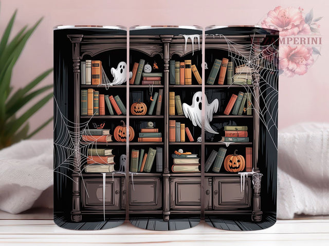 Halloween Ghost Book Lover Tumbler, Halloween Ghost Wrap, 20oz Sublimation, Spooky Book Cup, Ghost Reading Mug, Fall Book Tumbler, Halloween Reader Drinkware Sublimation Li Zamperini 