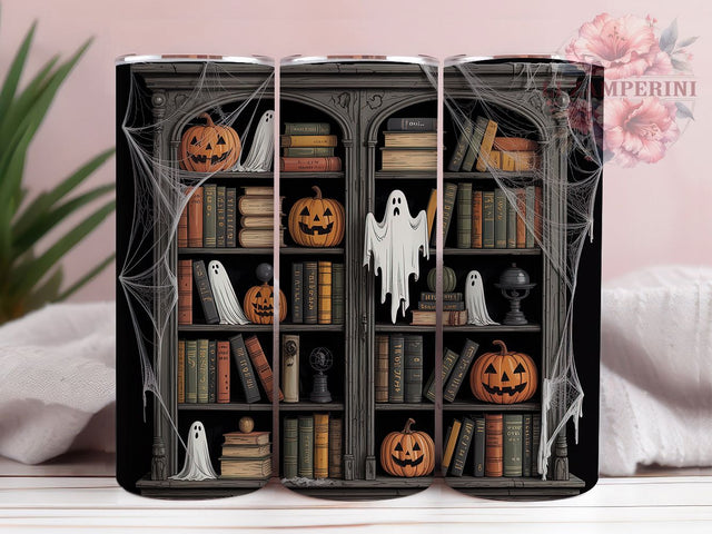 Halloween Ghost Book Lover Tumbler, Halloween Ghost Wrap, 20oz Sublimation, Spooky Book Cup, Ghost Reading Mug, Fall Book Tumbler, Halloween Reader Drinkware Sublimation Li Zamperini 