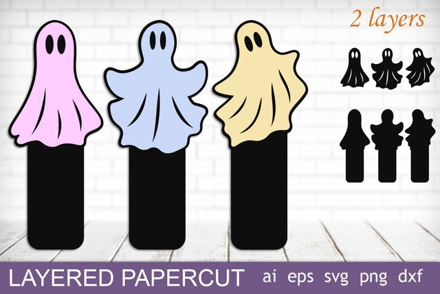 Halloween ghost bookmark svg, Layered papercut SVG AnastasiyaArtDesign 