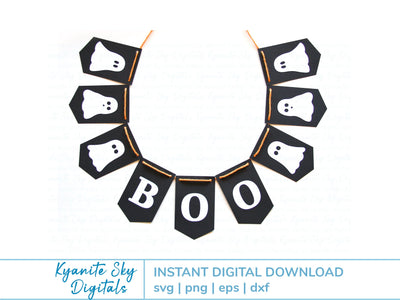 Halloween Ghost Bunting SVG paper banner garland SVG Kyanite Sky Digitals 