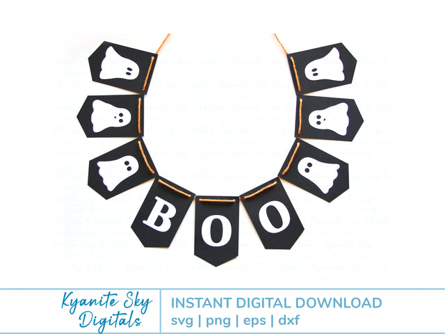 Halloween Ghost Bunting SVG paper banner garland SVG Kyanite Sky Digitals 
