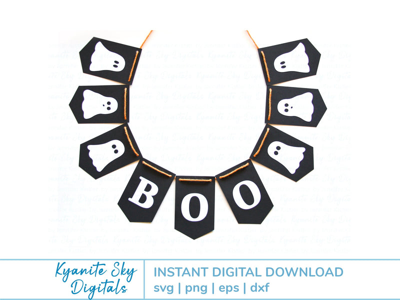 Halloween Ghost Bunting SVG paper banner garland SVG Kyanite Sky Digitals 