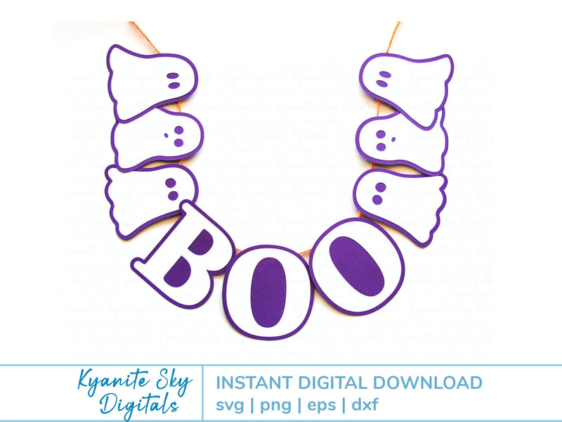 Halloween Ghost Bunting SVG paper garland SVG Kyanite Sky Digitals 