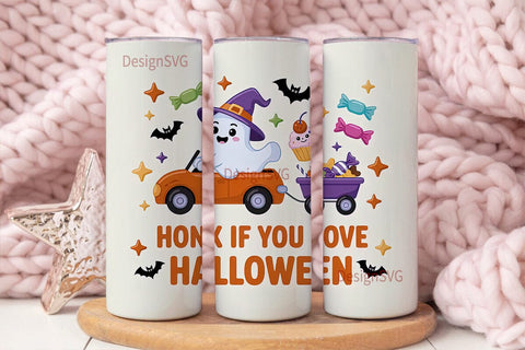 Halloween Ghost Car Tumbler Wrap Sublimation DesignSVG 