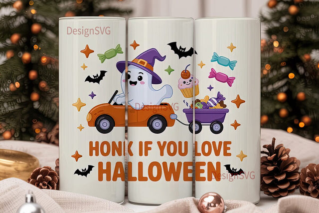 Halloween Ghost Car Tumbler Wrap Sublimation DesignSVG 