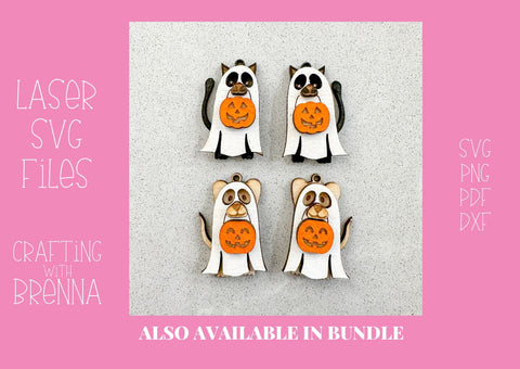 Halloween Ghost Cat Layered Earring Laser SVG File SVG Crafting With Brenna 