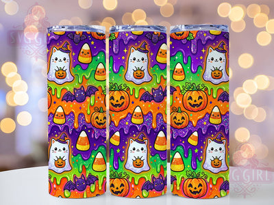 Halloween Ghost Cats 20oz Tumbler, Ghost Motif, Cat Design, Halloween Theme, Spooky Style, Whimsical Charm, 20oz Wrap, Sublimation Tumbler Sublimation SvggirlplusArt 