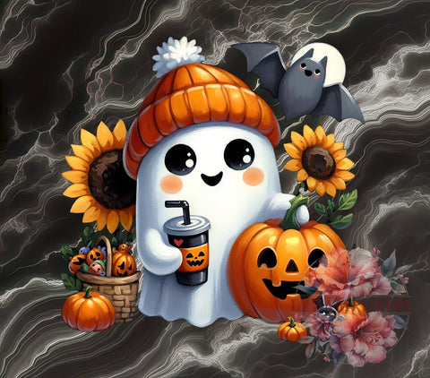 Halloween Ghost, Checkered Pumpkin, Coffee Ghost, Cute Ghost, Digital Download, Sublimation Design, Halloween Decor, Spooky Season Sublimation Li Zamperini 