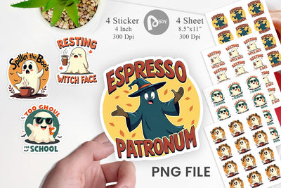 Halloween Ghost Coffee Sticker Sublimation artnoy 