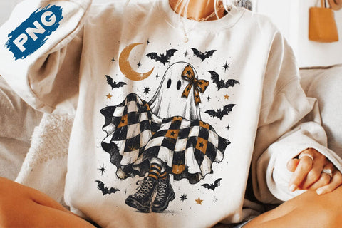 Halloween ghost dance Bow png, Coquette Bow Halloween png, Halloween png, ghost png, Spooky Season png, fall png, girly ghost png, checkered SVG DesignDestine 