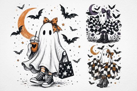 Halloween ghost dance Bow png, Coquette Bow Halloween png, Halloween png, ghost png, Spooky Season png, fall png, girly ghost png, checkered SVG DesignDestine 