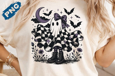 Halloween ghost dance Bow png, Coquette Bow Halloween png, Halloween png, ghost png, Spooky Season png, fall png, girly ghost png, checkered SVG DesignDestine 