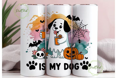 Halloween Ghost Dog 20oz Tumbler Wrap Sublimation PixelChick 